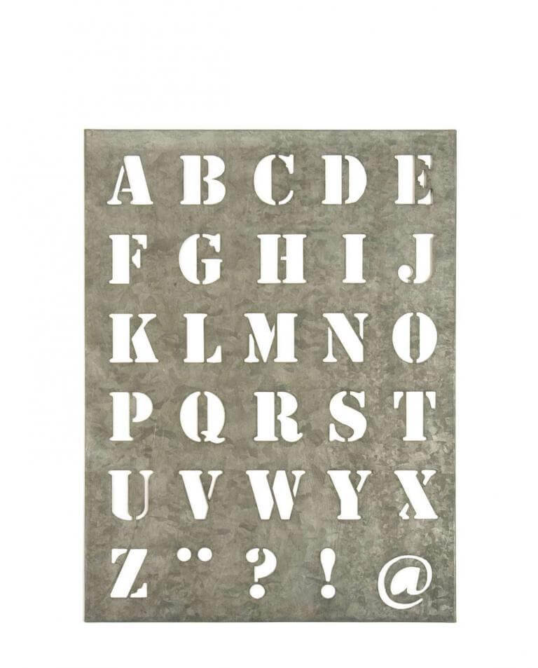 Zinkschild mit Buchstaben 19